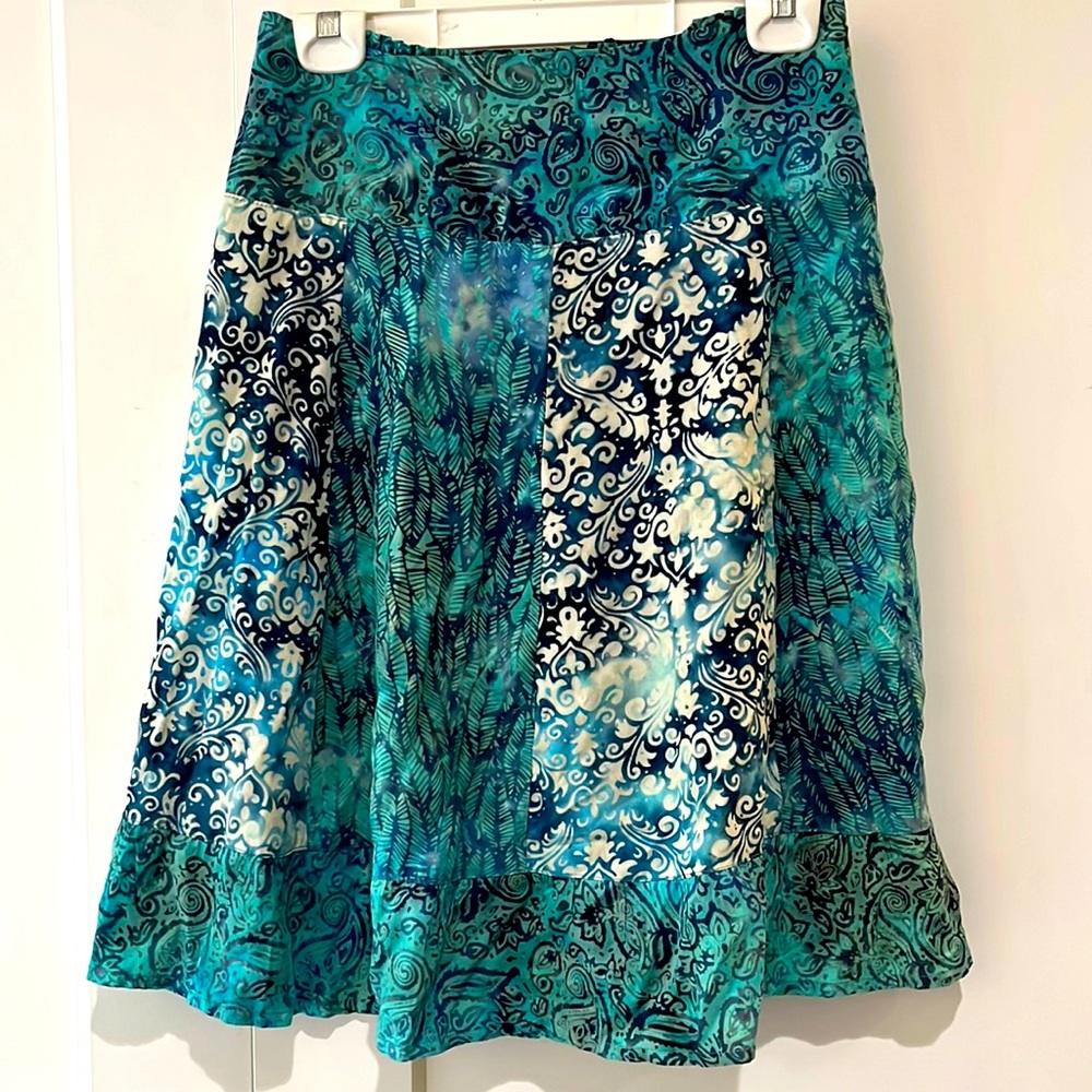 Santiki Medium Turquoise Ocean Knee Length Flowing Skirt